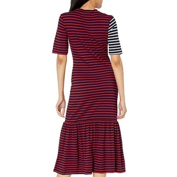 Cynthia Rowley Red/Blue Striped Maxi Dress Ruffle Bottom Sz S - Picture 2 of 10